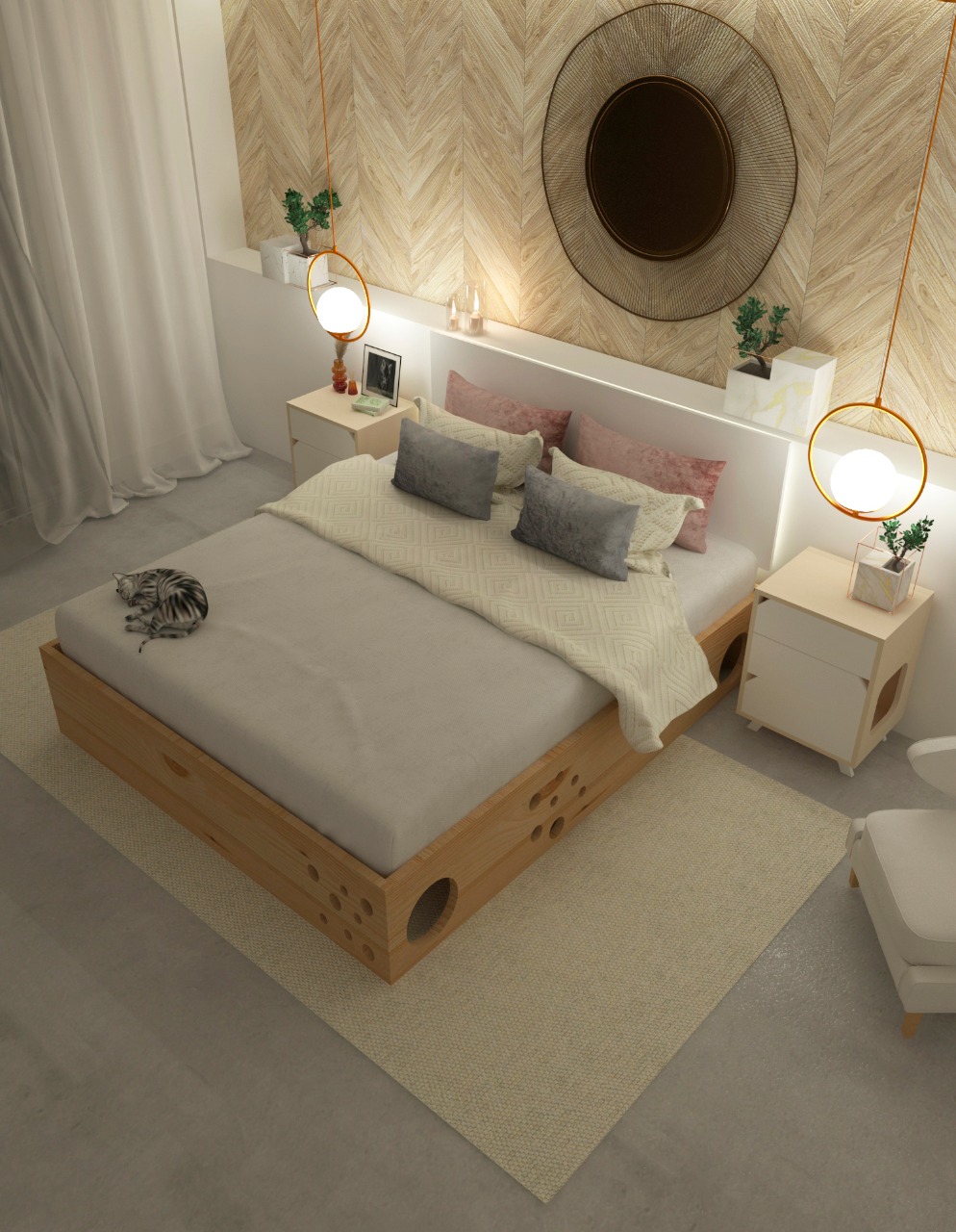 Cat Maze Bed Frame - Wooden cat labyrinth bed frame