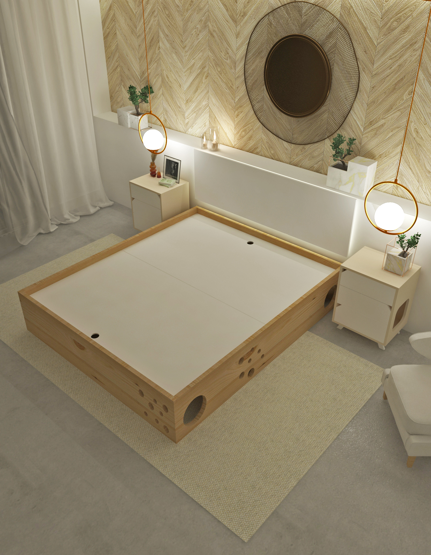 Cat Maze Bed Frame - Wooden cat labyrinth bed frame