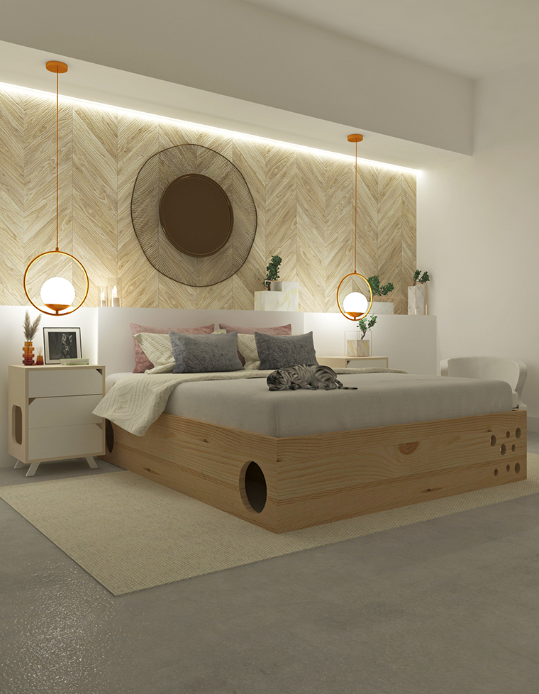 Cat Maze Bed Frame - Wooden cat labyrinth bed frame
