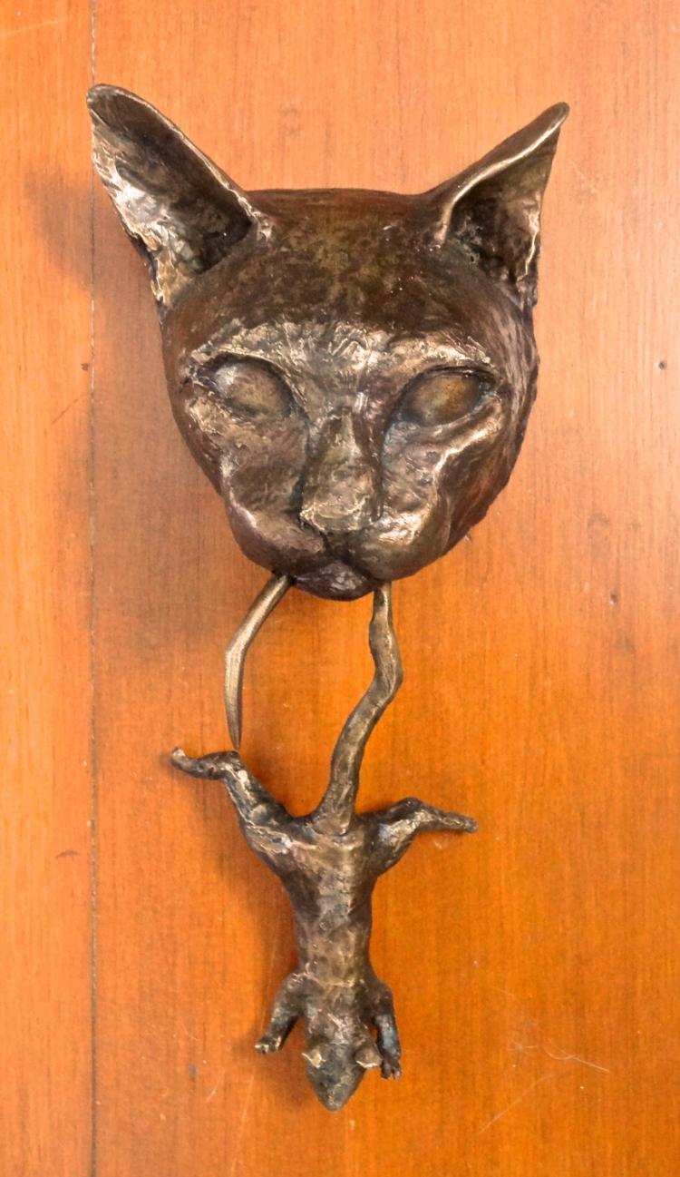 Mouse hanging From Cat's Mouth Door Hanger - Cat and Mouse Door Hanger