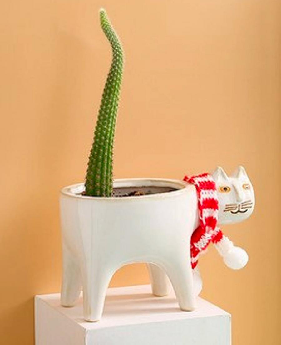 Cat Planters With Cactus tail