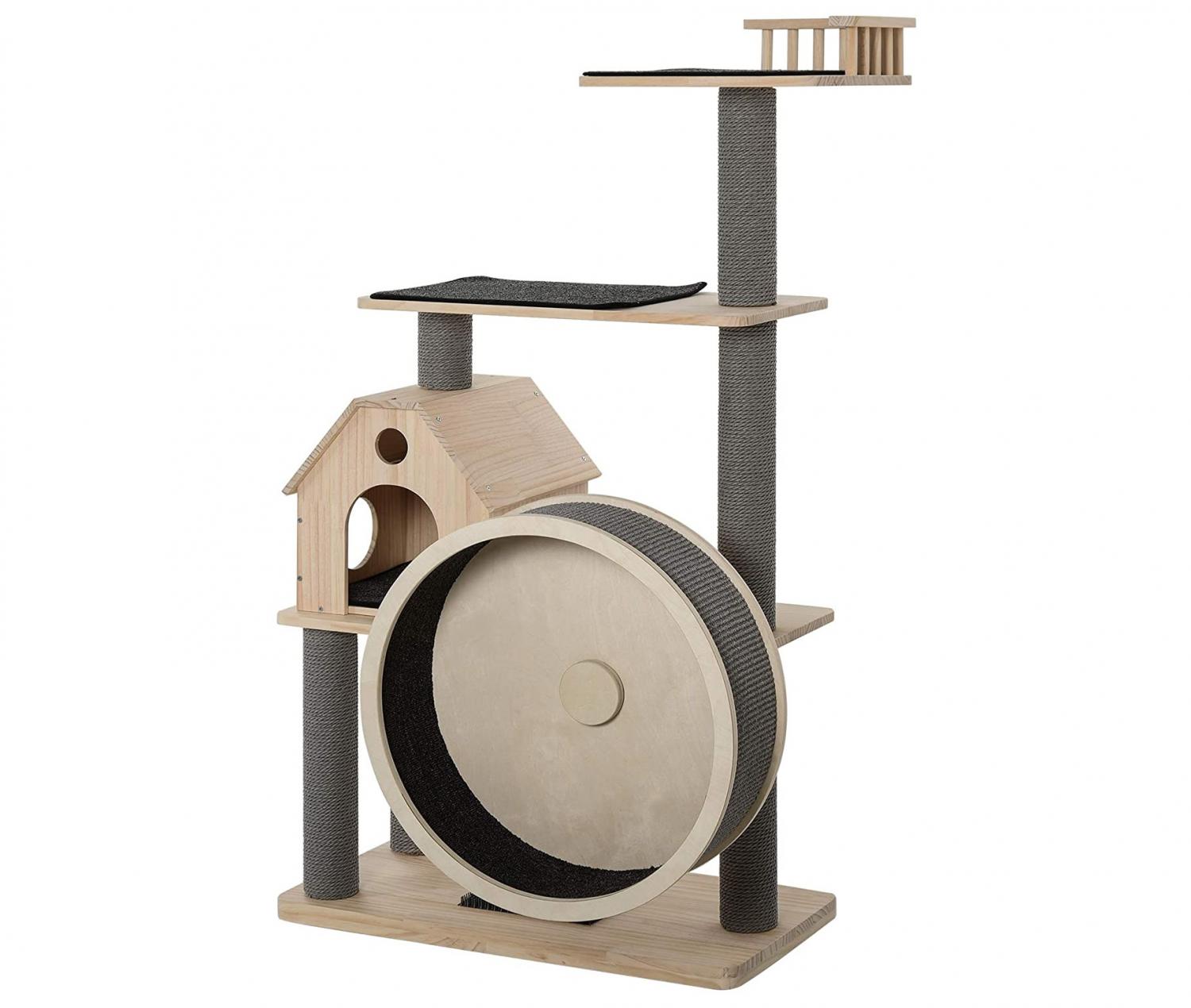 Cat Tower With Running Wheel - Cat tree with hamster wheel