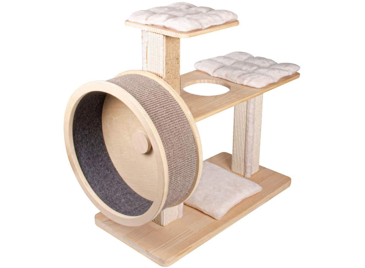 Cat Tower With Running Wheel - Cat tree with hamster wheel