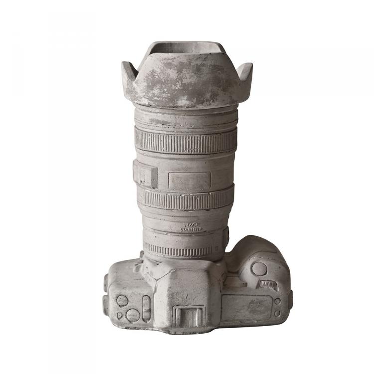 Cement DSLR Camera Shaped Vase or Desk Organizer - Seletti Cement Camera
