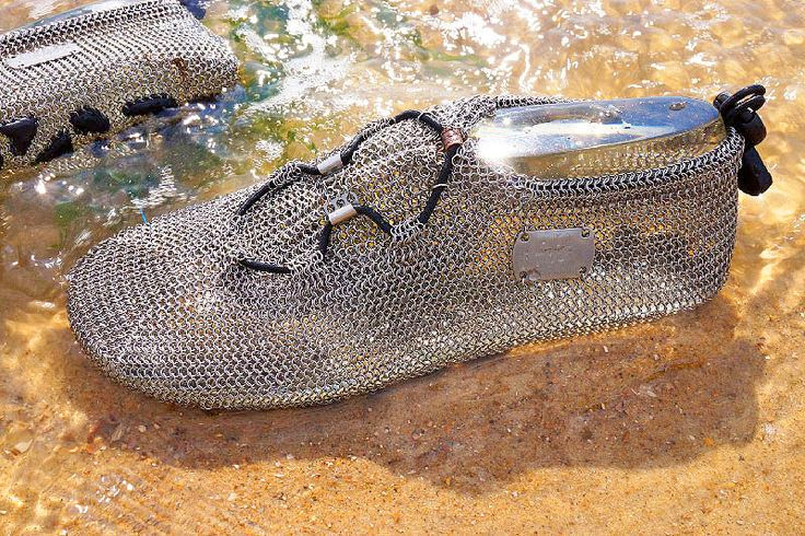 Chainmail Shoes - Chain link shoes - Paleos Metal barefoot hiking shoes 