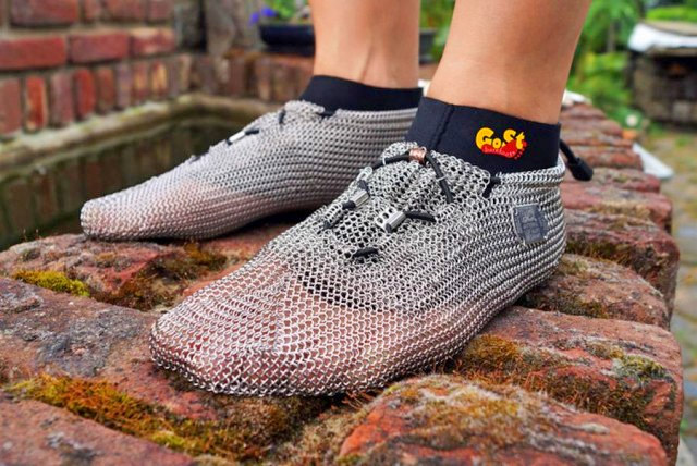 Chainmail Shoes - Chain link shoes - Paleos Metal barefoot hiking shoes 