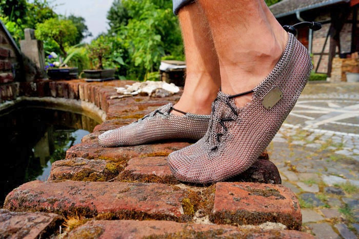 Chainmail Shoes - Chain link shoes - Paleos Metal barefoot hiking shoes 