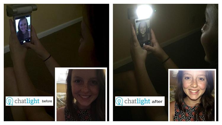 ChatLight Selfie Light - Light clip attaches to any smart phone, tablet, or computer for brighter video chatting