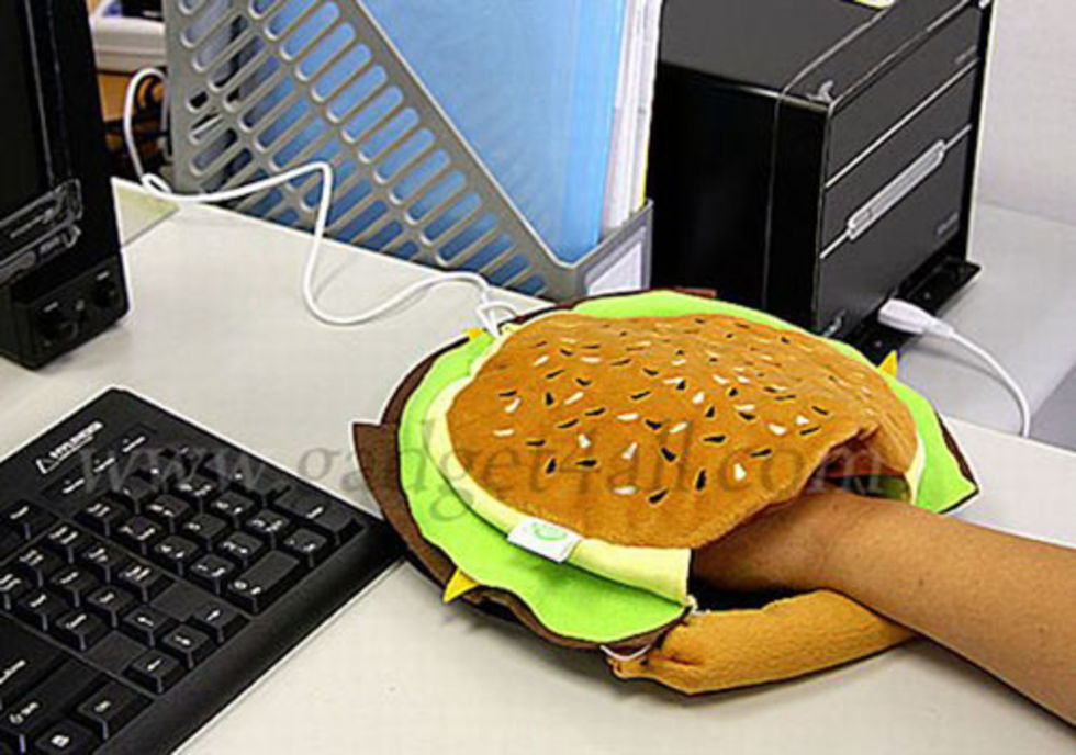 Cheeseburger Mouse Pad With Hand Warmer - Cheeseburger hand warmer for the office