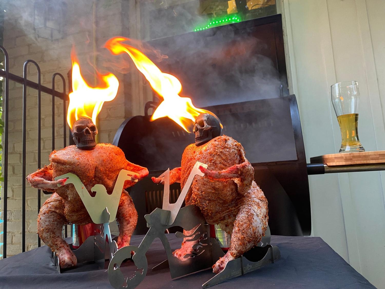 Chicken On a Motorcycle BBQ Griller