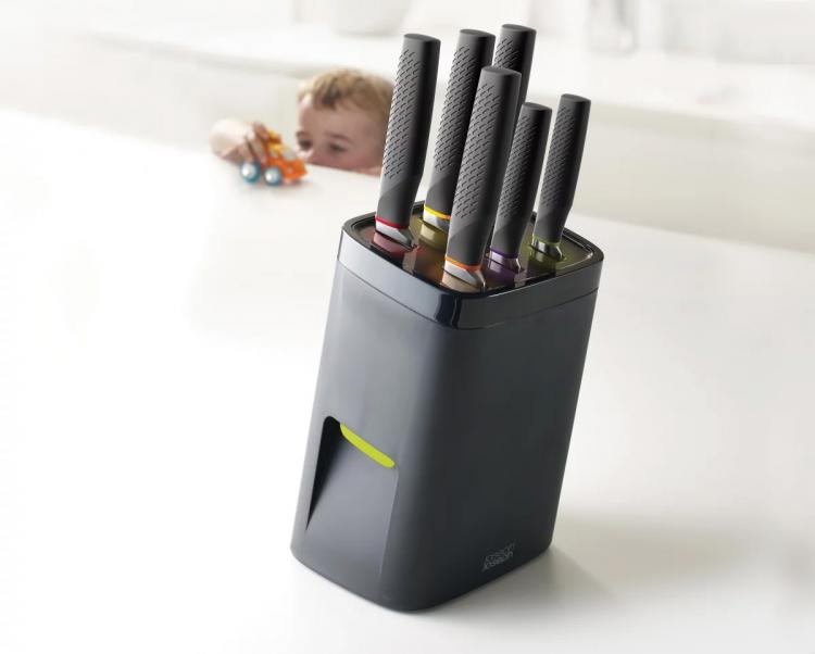 Joseph Joseph LockBlock - Child-Proof knife block requires a safety button to release knives - adult-sized hands required to open knife block