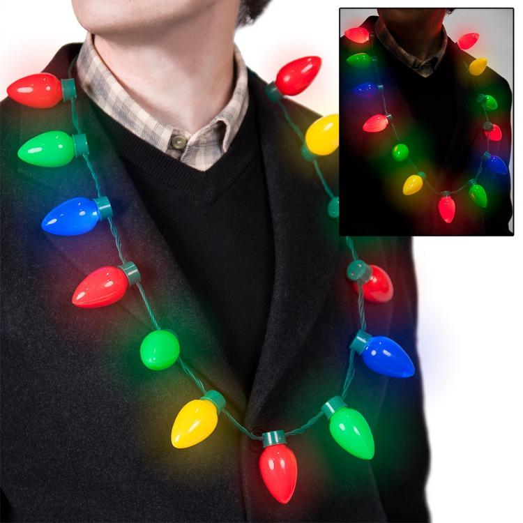 Christmas Light Bulbs Necklace - Blinking Christmas Bulb Necklace
