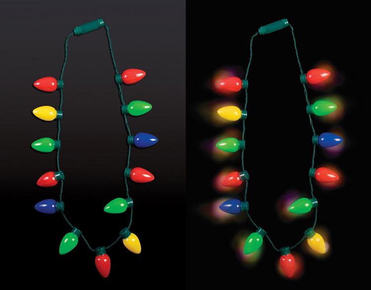 Christmas Light Bulbs Necklace - Blinking Christmas Bulb Necklace