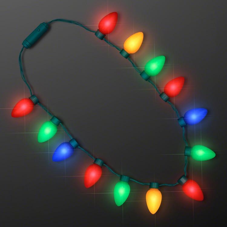 Christmas Light Bulbs Necklace - Blinking Christmas Bulb Necklace