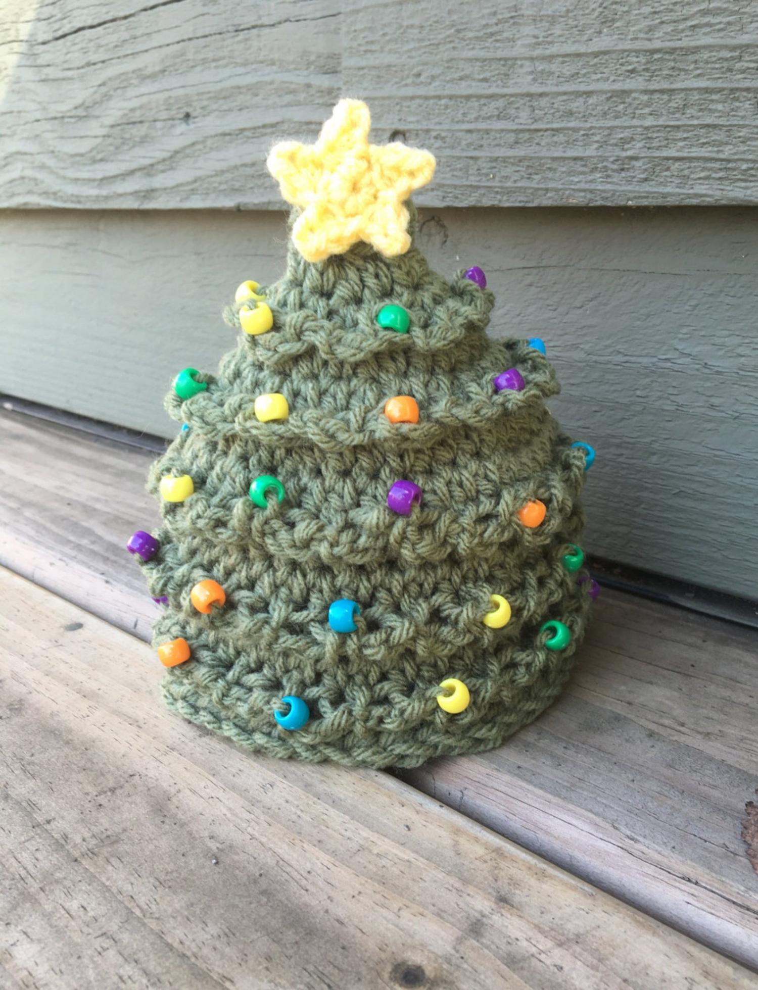 Christmas Tree Hats For Newborns and Toddlers - Crochet Christmas Tree Plans Pattern