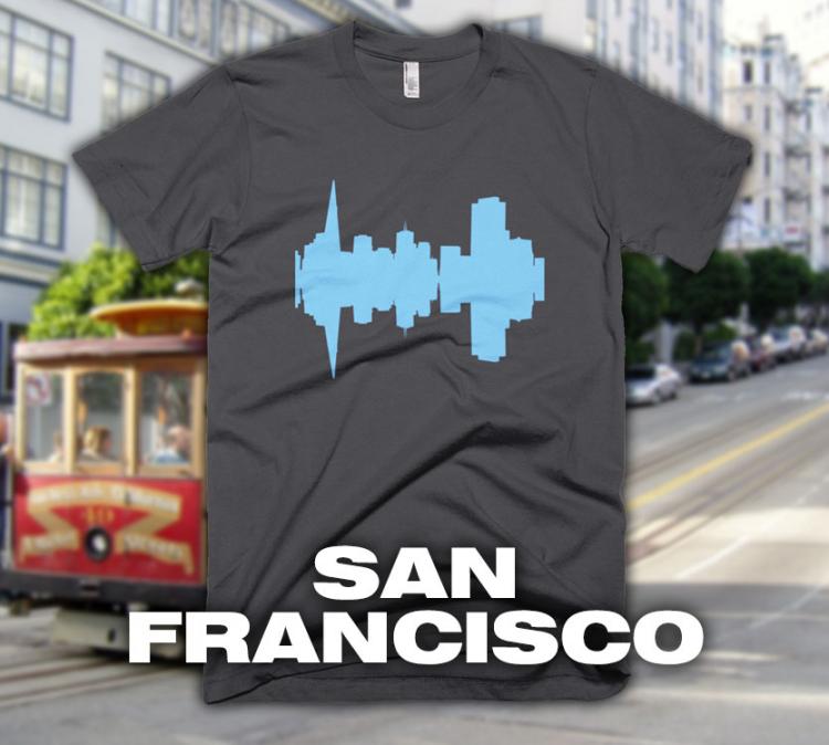 City Skyline Audio Wave T-Shirts - San Francisco
