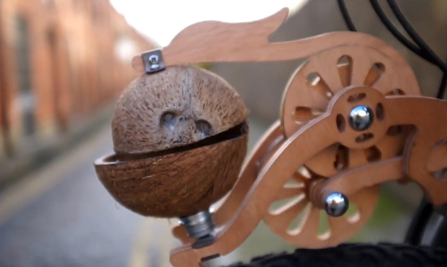 Trotify galloping horse bicycle accessory with coconuts - Monty Python bike gadget