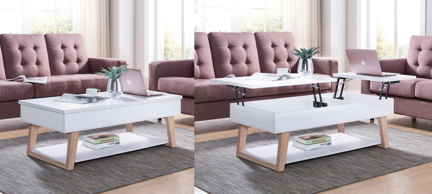 unique lifting coffee table that has two separate lifting surfaces