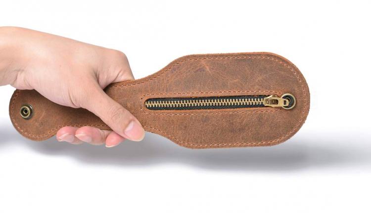 Leather Coin Purse Self-Defense Weapon - Belt loop coin purse smashing weapon