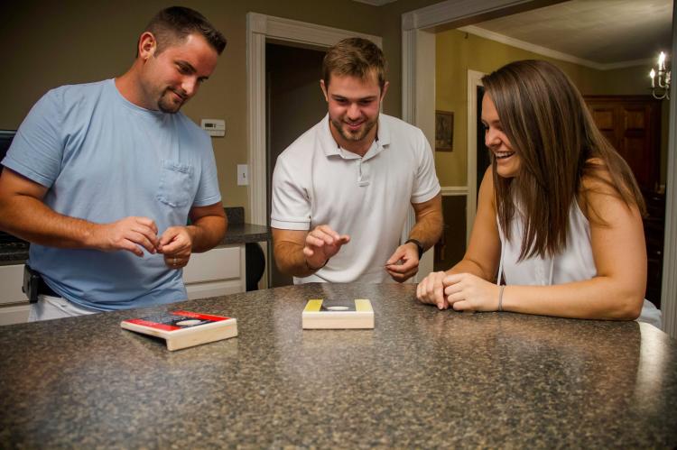 Coinhole - Combo cornhole bag toss and quarters college drinking game - mini cornhole and quarters party game