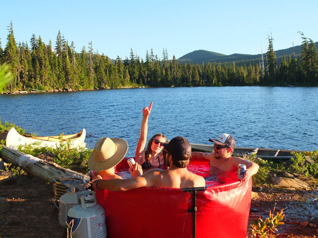 Collapsible Camping Hot Tub - Nomad Portable Tub and Fire Coil Hot Tub Heater