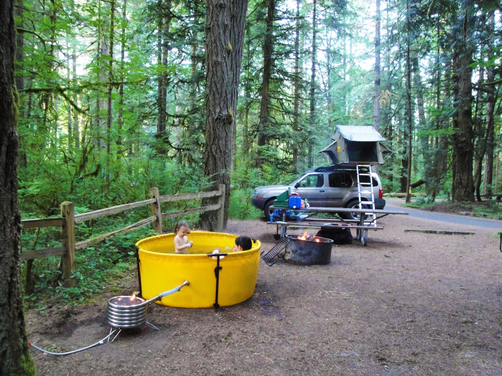 Collapsible Camping Hot Tub - Nomad Portable Tub and Fire Coil Hot Tub Heater