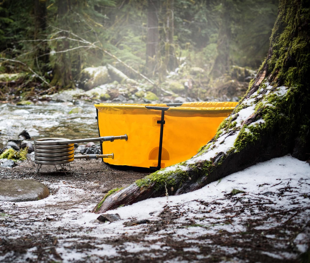 Collapsible Camping Hot Tub - Nomad Portable Tub and Fire Coil Hot Tub Heater