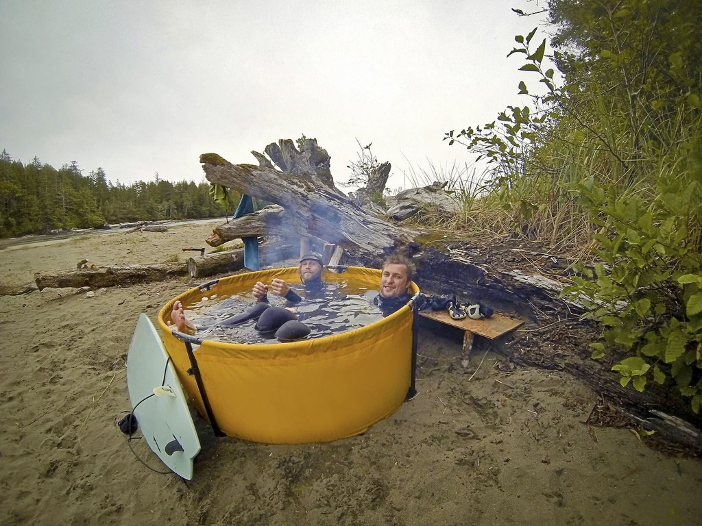 Collapsible Camping Hot Tub - Nomad Portable Tub and Fire Coil Hot Tub Heater