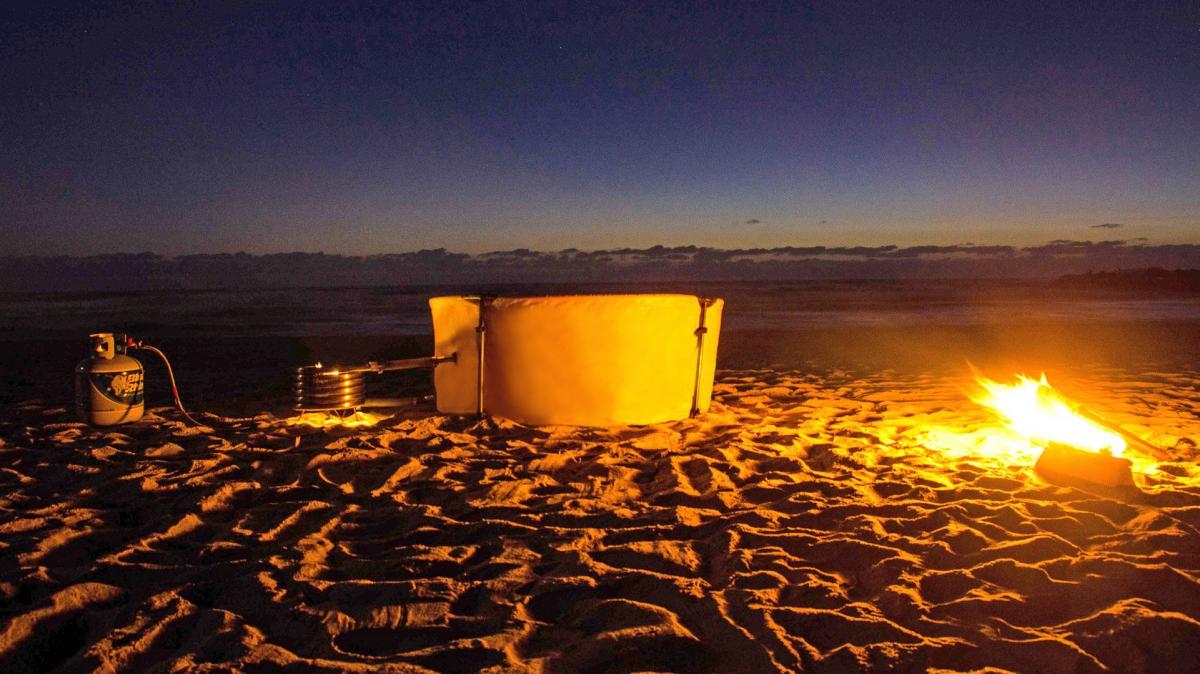 Collapsible Camping Hot Tub - Nomad Portable Tub and Fire Coil Hot Tub Heater