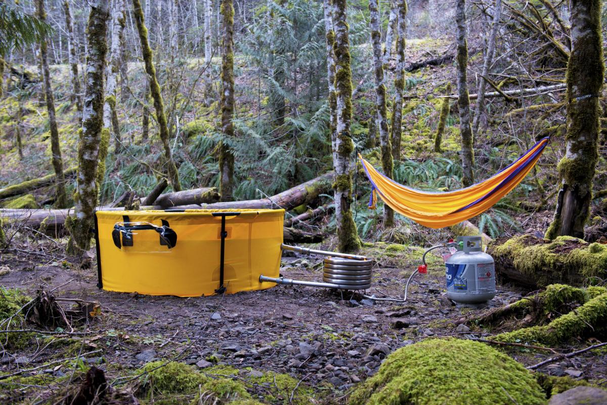 Collapsible Camping Hot Tub - Nomad Portable Tub and Fire Coil Hot Tub Heater