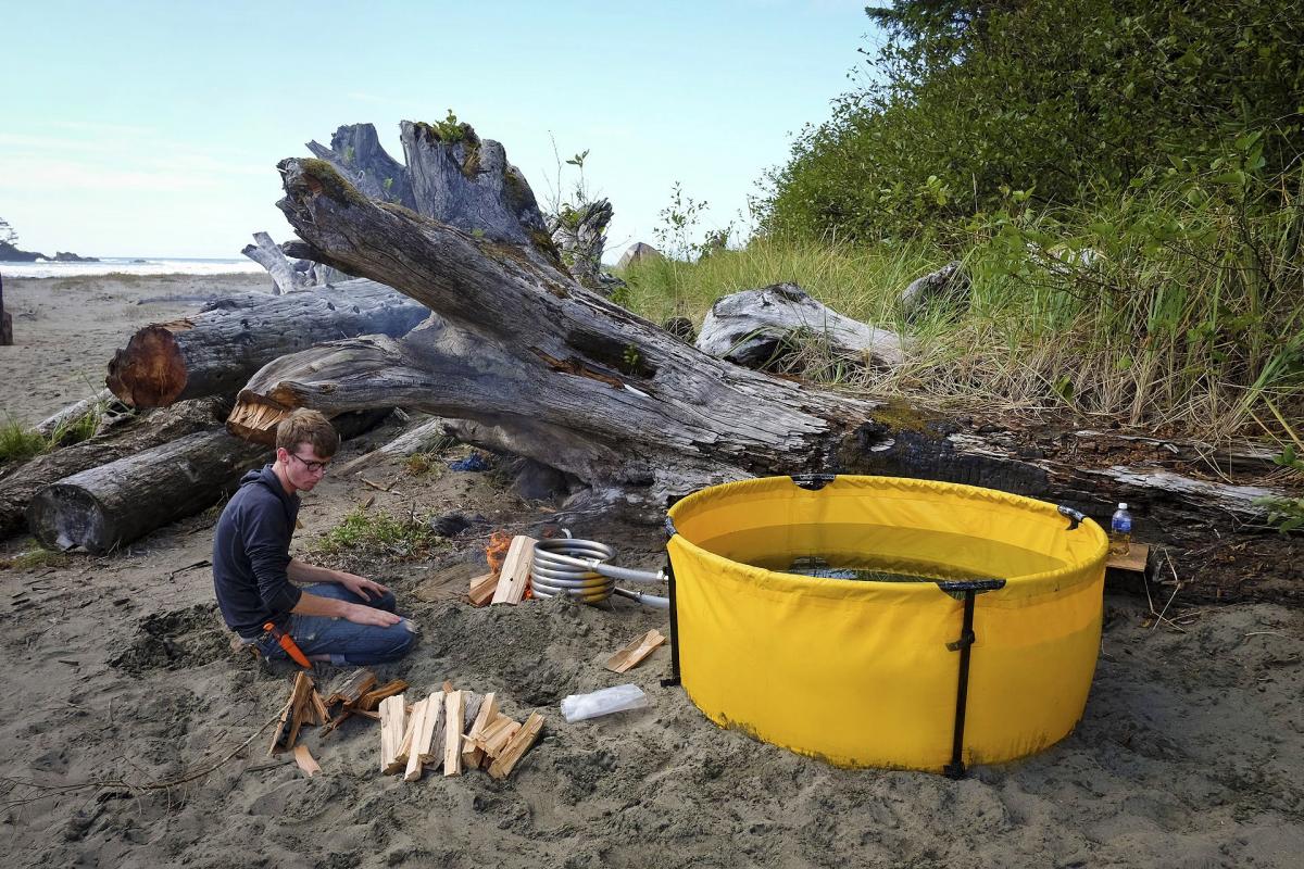 Collapsible Camping Hot Tub - Nomad Portable Tub and Fire Coil Hot Tub Heater