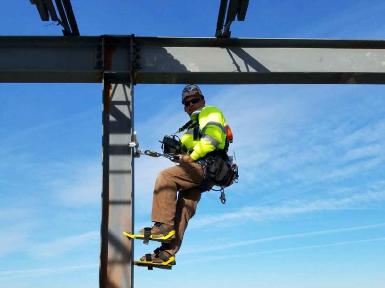 Column Climbers - Unique steel beam climbing shoe attachments - Steel workers climbing tool