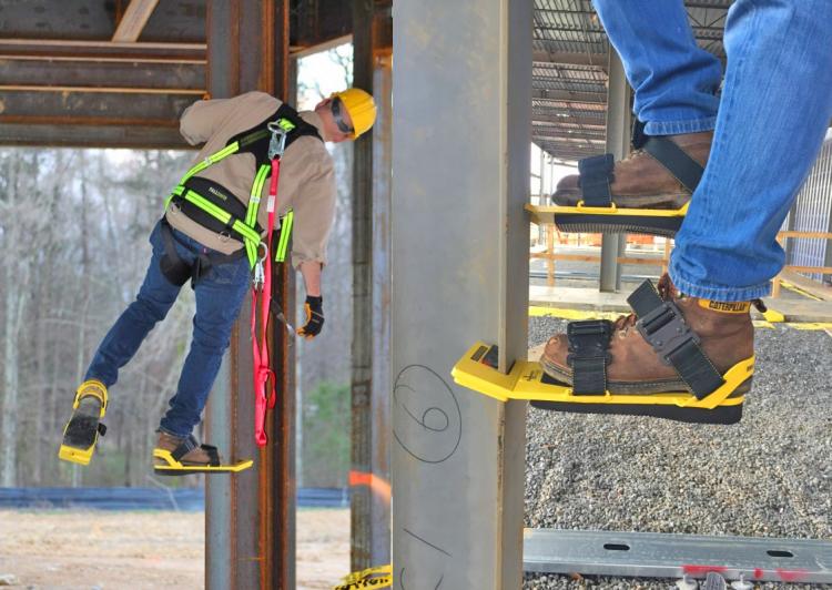 Column Climbers - Unique steel beam climbing shoe attachments - Steel workers climbing tool