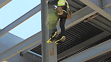 Column Climbers - Unique steel beam climbing shoe attachments - Steel workers climbing tool