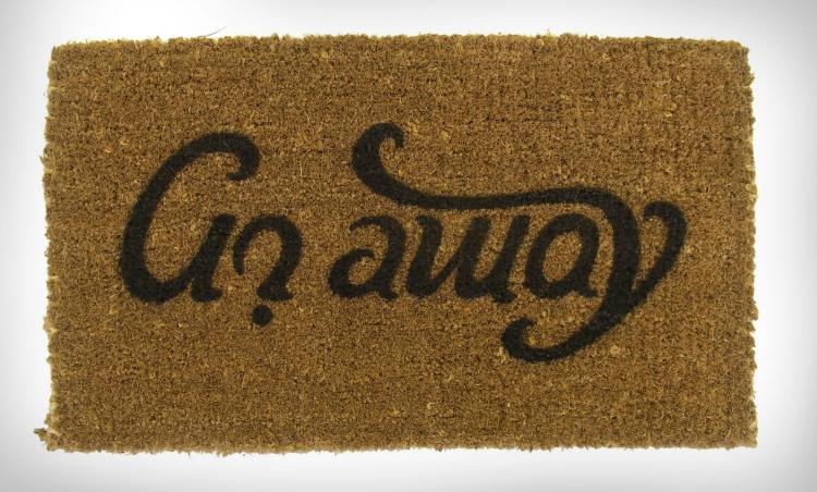 Come In Go Away Ambigram Doormat