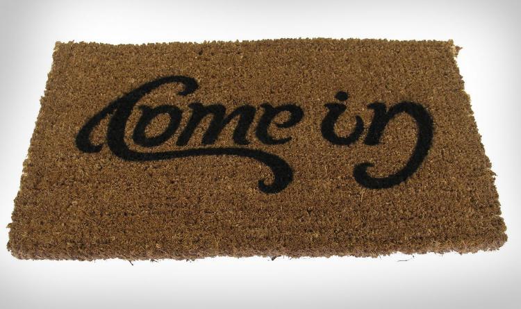 Come In Go Away Ambigram Doormat