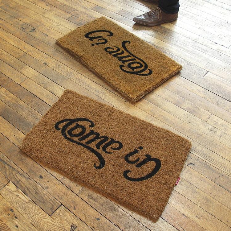 Come In Go Away Ambigram Doormat