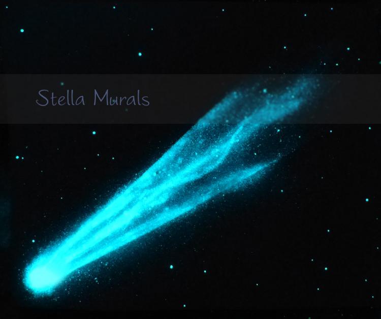 Glow In The Dark Shooting Comet With Stars - Outer-space transparent ceiling mural poster