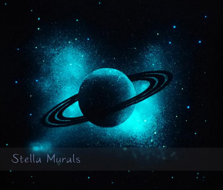 Glow In The Dark Planet Saturn - Outer-space transparent ceiling mural poster