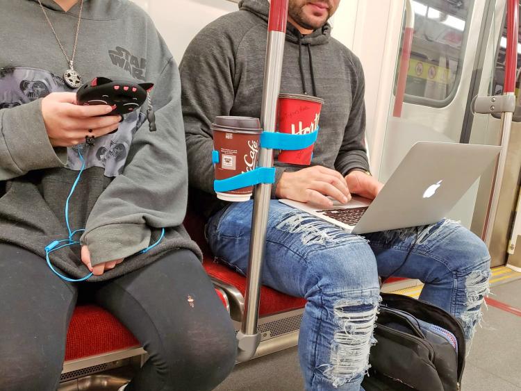 ComfyCup: Portable Cup Holder - Cup holder for trains, buses, subways, and bicycles