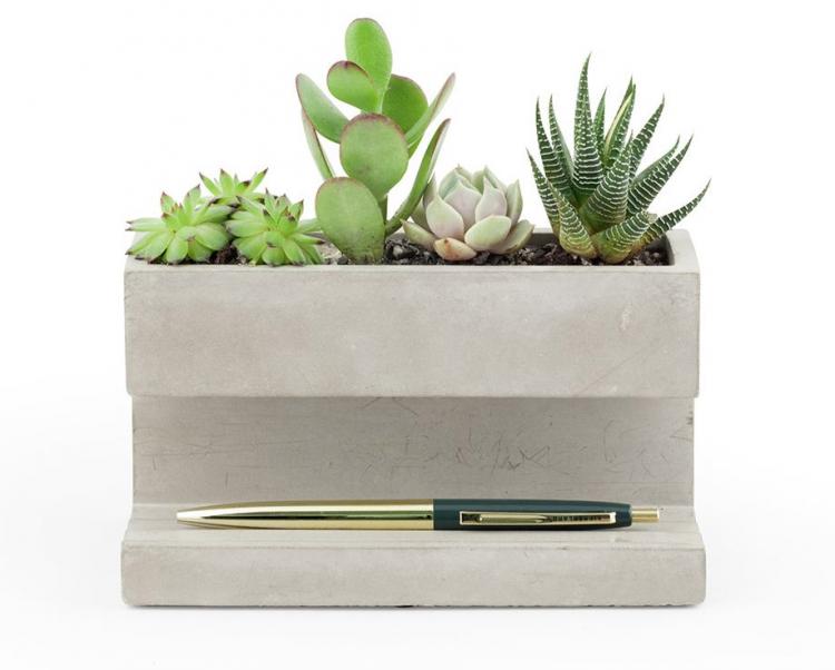 Concrete Desk Planter and Concrete Pen Holder - Classy Concrete Succulents Planter