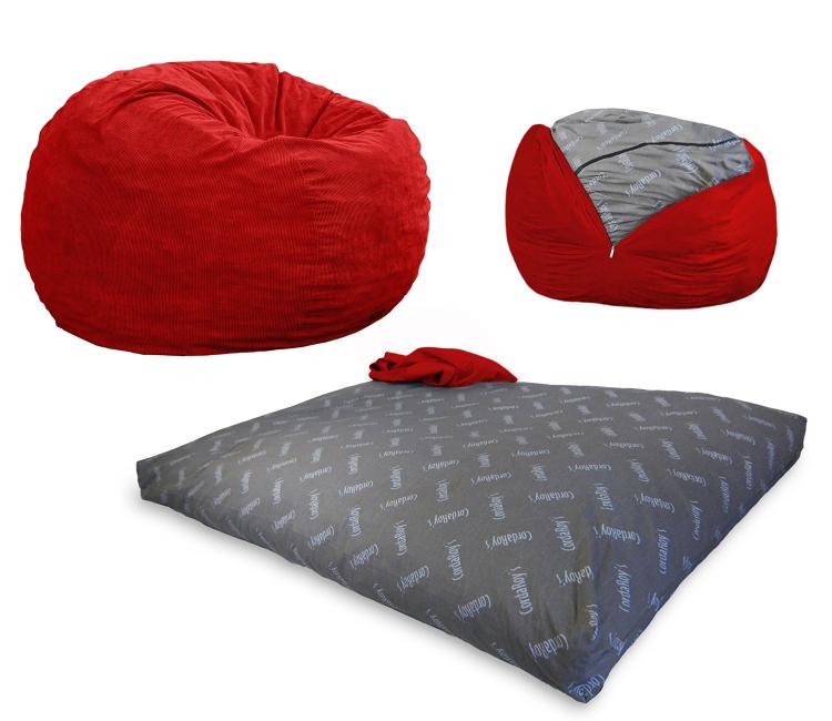 Convertible Bean-Bag Chair Turns Into a Queen Size Mattress Bed - Bean Bag Bed