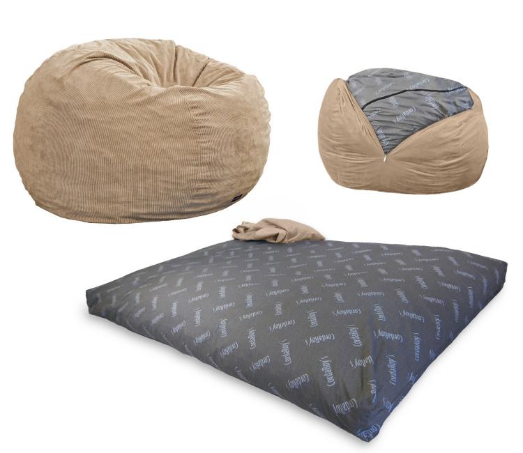 Convertible Bean-Bag Chair Turns Into a Queen Size Mattress Bed - Bean Bag Bed