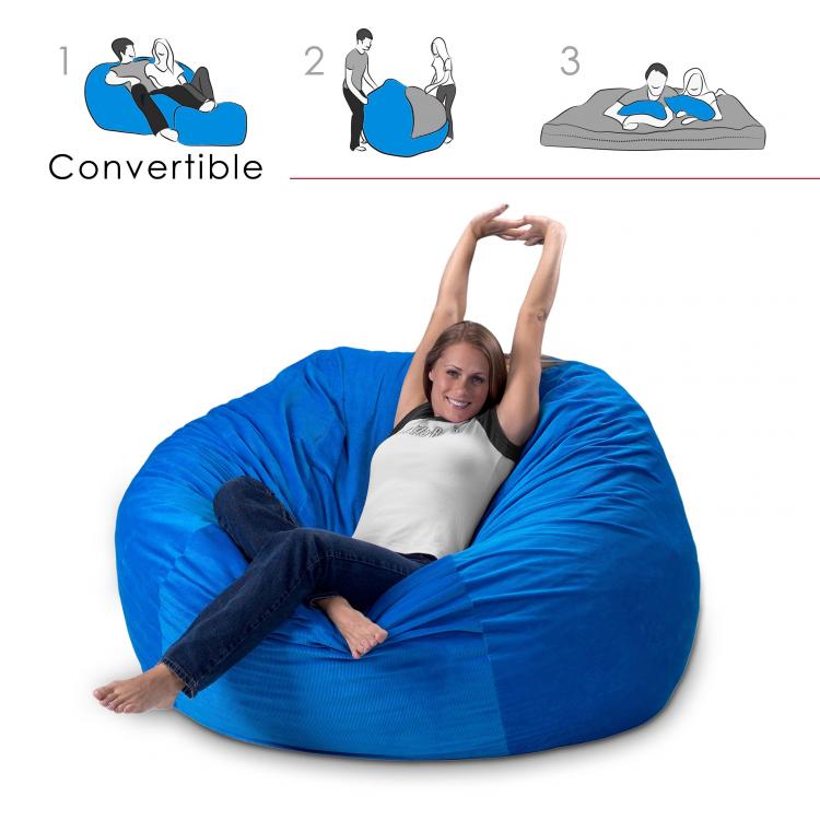 Convertible Bean-Bag Chair Turns Into a Queen Size Mattress Bed - Bean Bag Bed