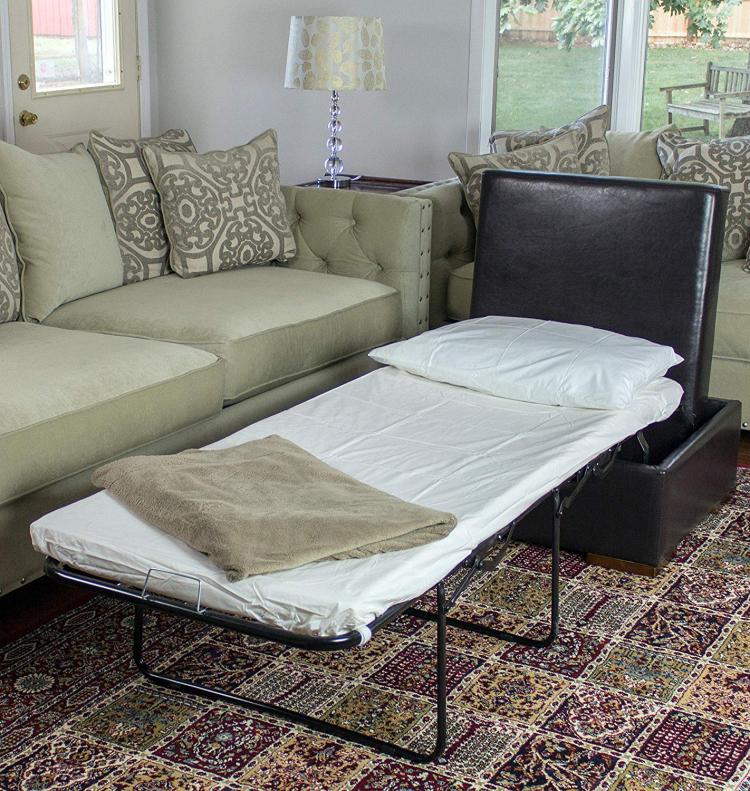 Convertible Ottoman Turns Into a Pullout Hideaway Guest Bed - Ottoman cot