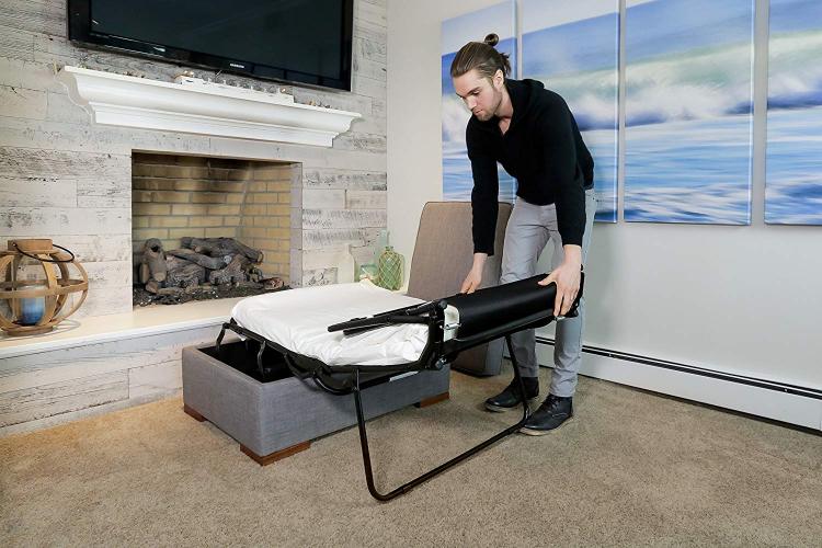 Convertible Ottoman Turns Into a Pullout Hideaway Guest Bed - Ottoman cot
