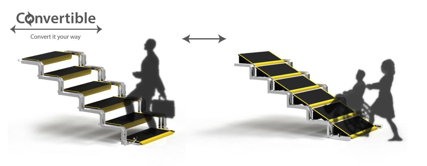 Convertible Stairs Convert Into a Wheelchair Ramp When Needed