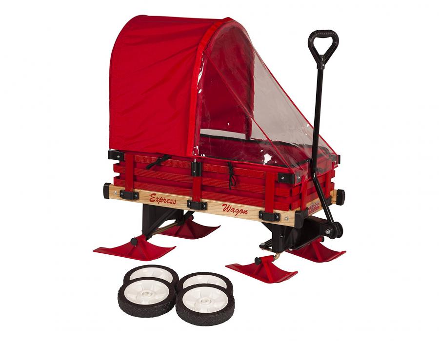 Red Wagon That Turns Into a Snow Sleigh - Converting Wagon Snow Sled
