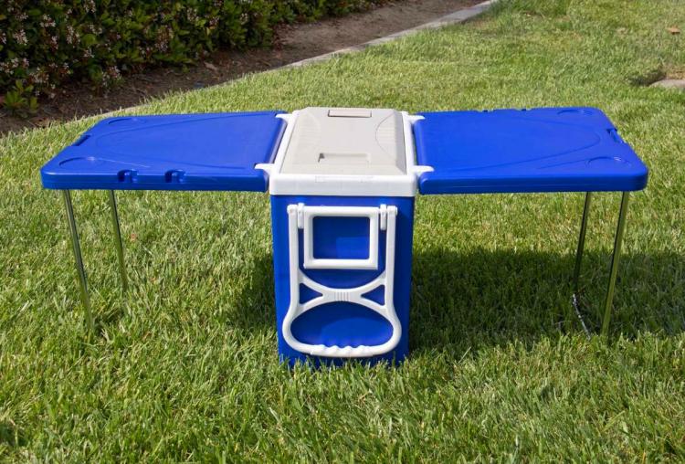 Rolling Cooler With Fold-out Table and Chairs - Mini Picnic Table Cooler