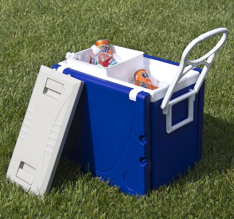 Rolling Cooler With Fold-out Table and Chairs - Mini Picnic Table Cooler